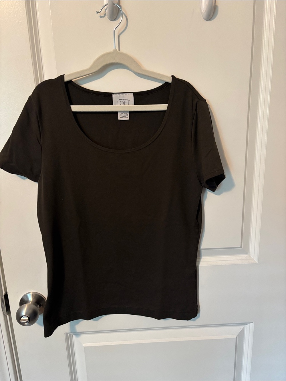 LOFT Brown Scoop Neck Short Sleeve Tee